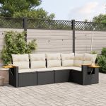 Set mobilier de grădină cu perne, 5 piese, negru, poliratan GartenMobel Dekor