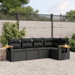 Set mobilier de grădină cu perne, 5 piese, negru, poliratan GartenMobel Dekor