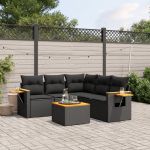Set mobilier de grădină cu perne, 6 piese, negru, poliratan GartenMobel Dekor