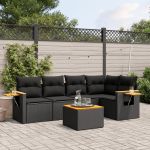 Set mobilier de grădină cu perne, 6 piese, negru, poliratan GartenMobel Dekor