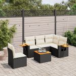 Set mobilier de grădină cu perne, 6 piese, negru, poliratan GartenMobel Dekor