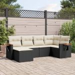 Set mobilier de grădină cu perne, 6 piese, negru, poliratan GartenMobel Dekor