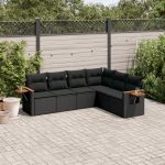 Set mobilier de grădină cu perne, 6 piese, negru, poliratan GartenMobel Dekor