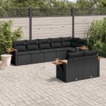 Set mobilier de grădină cu perne, 8 piese, negru, poliratan GartenMobel Dekor
