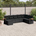 Set mobilier de grădină cu perne, 8 piese, negru, poliratan GartenMobel Dekor
