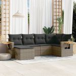 Set mobilier grădină cu perne, 6 piese, gri, poliratan GartenMobel Dekor