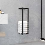 Suport de prosoape, negru, 12,5 x 12,5 x 60 cm, fier GartenMobel Dekor