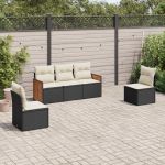 Set mobilier de grădină cu perne, 5 piese, negru, poliratan GartenMobel Dekor