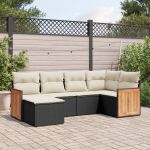Set mobilier de grădină cu perne, 6 piese, negru, poliratan GartenMobel Dekor
