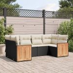 Set mobilier de grădină cu perne, 6 piese, negru, poliratan GartenMobel Dekor