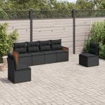Set mobilier de grădină cu perne, 6 piese, negru, poliratan GartenMobel Dekor