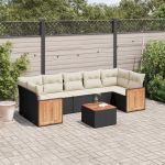 Set mobilier de grădină cu perne, 8 piese, negru, poliratan GartenMobel Dekor