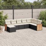 Set mobilier de grădină cu perne, 8 piese, negru, poliratan GartenMobel Dekor