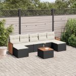 Set mobilier de grădină cu perne, 8 piese, negru, poliratan GartenMobel Dekor