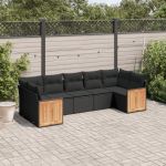 Set canapele de grădină cu perne, 7 piese, negru, poliratan GartenMobel Dekor