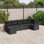 Set canapele de grădină cu perne, 7 piese, negru, poliratan GartenMobel Dekor