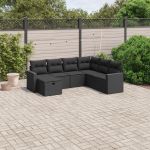 Set canapele de grădină cu perne, 7 piese, negru, poliratan GartenMobel Dekor