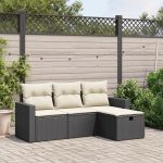 Set mobilier de grădină cu perne, 4 piese, negru, poliratan GartenMobel Dekor