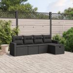 Set mobilier de grădină cu perne, 5 piese, negru, poliratan GartenMobel Dekor