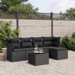 Set mobilier de grădină cu perne, 6 piese, negru, poliratan GartenMobel Dekor