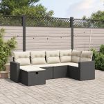 Set mobilier de grădină cu perne, 6 piese, negru, poliratan GartenMobel Dekor