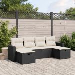 Set mobilier de grădină cu perne, 6 piese, negru, poliratan GartenMobel Dekor