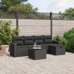 Set mobilier de grădină cu perne, 6 piese, negru, poliratan GartenMobel Dekor
