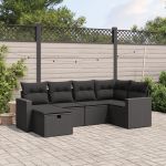 Set mobilier de grădină cu perne, 6 piese, negru, poliratan GartenMobel Dekor