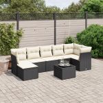 Set mobilier de grădină cu perne, 8 piese, negru, poliratan GartenMobel Dekor