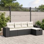 Set mobilier de grădină cu perne, 5 piese, negru, poliratan GartenMobel Dekor