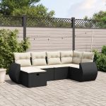 Set mobilier de grădină cu perne, 6 piese, negru, poliratan GartenMobel Dekor
