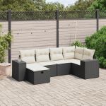 Set mobilier de grădină cu perne, 6 piese, negru, poliratan GartenMobel Dekor