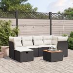 Set canapele de grădină cu perne, 7 piese, negru, poliratan GartenMobel Dekor