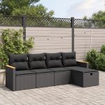 Set mobilier de grădină cu perne, 5 piese, negru, poliratan GartenMobel Dekor