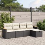 Set mobilier de grădină cu perne, 5 piese, negru, poliratan GartenMobel Dekor