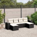 Set mobilier de grădină cu perne, 6 piese, negru, poliratan GartenMobel Dekor