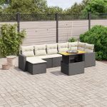 Set mobilier de grădină cu perne, 8 piese, negru, poliratan GartenMobel Dekor