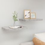 Rafturi de perete suspendate 2 buc. gri beton 50x23x3,8 cm MDF GartenMobel Dekor
