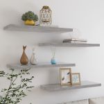Rafturi de perete suspendate,4 buc,gri beton,80x23,5x3,8 cm,MDF GartenMobel Dekor