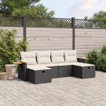 Set mobilier de grădină cu perne, 6 piese, negru, poliratan GartenMobel Dekor