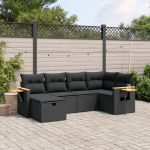 Set mobilier de grădină cu perne, 6 piese, negru, poliratan GartenMobel Dekor