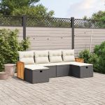 Set mobilier de grădină cu perne, 6 piese, negru, poliratan GartenMobel Dekor