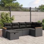 Set mobilier de grădină cu perne, 6 piese, negru, poliratan GartenMobel Dekor