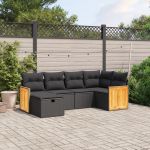 Set mobilier de grădină cu perne, 6 piese, negru, poliratan GartenMobel Dekor