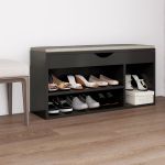 Banchetă pantofar cu pernă, gri, 104x30x49 cm, lemn prelucrat GartenMobel Dekor