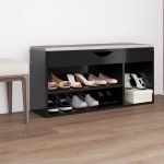 Pantofar cu pernă, negru lucios, 104x30x49 cm, lemn prelucrat GartenMobel Dekor