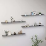 Rafturi de perete, 4 buc., gri, 100x9x3 cm GartenMobel Dekor