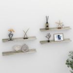 Rafturi de perete, 4 buc., gri beton, 60x9x3 cm GartenMobel Dekor