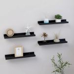 Rafturi de perete, 4 buc., negru, 40x9x3 cm GartenMobel Dekor