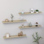 Rafturi de perete, 4 buc., stejar sonoma, 80x9x3 cm GartenMobel Dekor